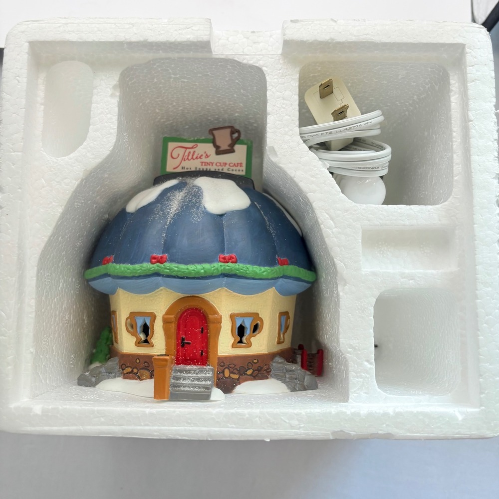 Department 56 North Pole Series Tillie's Tiny Cup Cafe Elf Land 56401 Blue